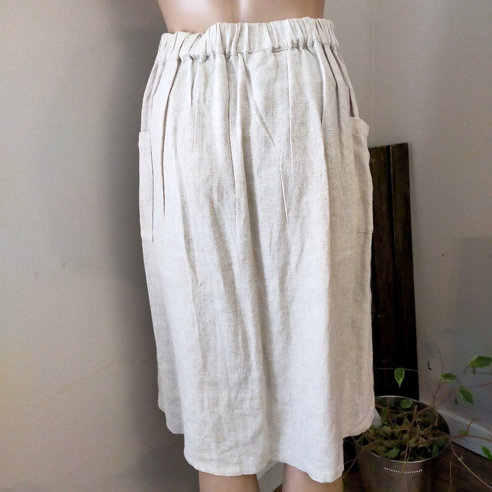 Shopkeepers Cottage linen skirt Cream Artisan Button Down Cotton Blend Midi - Picture 5 of 11